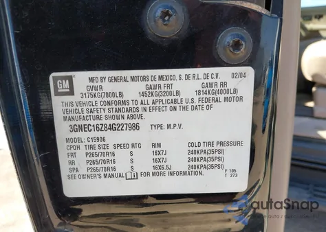 2004 Chevrolet Suburban Lt из США, поврежденный, VIN 3GNEC16Z84G227986